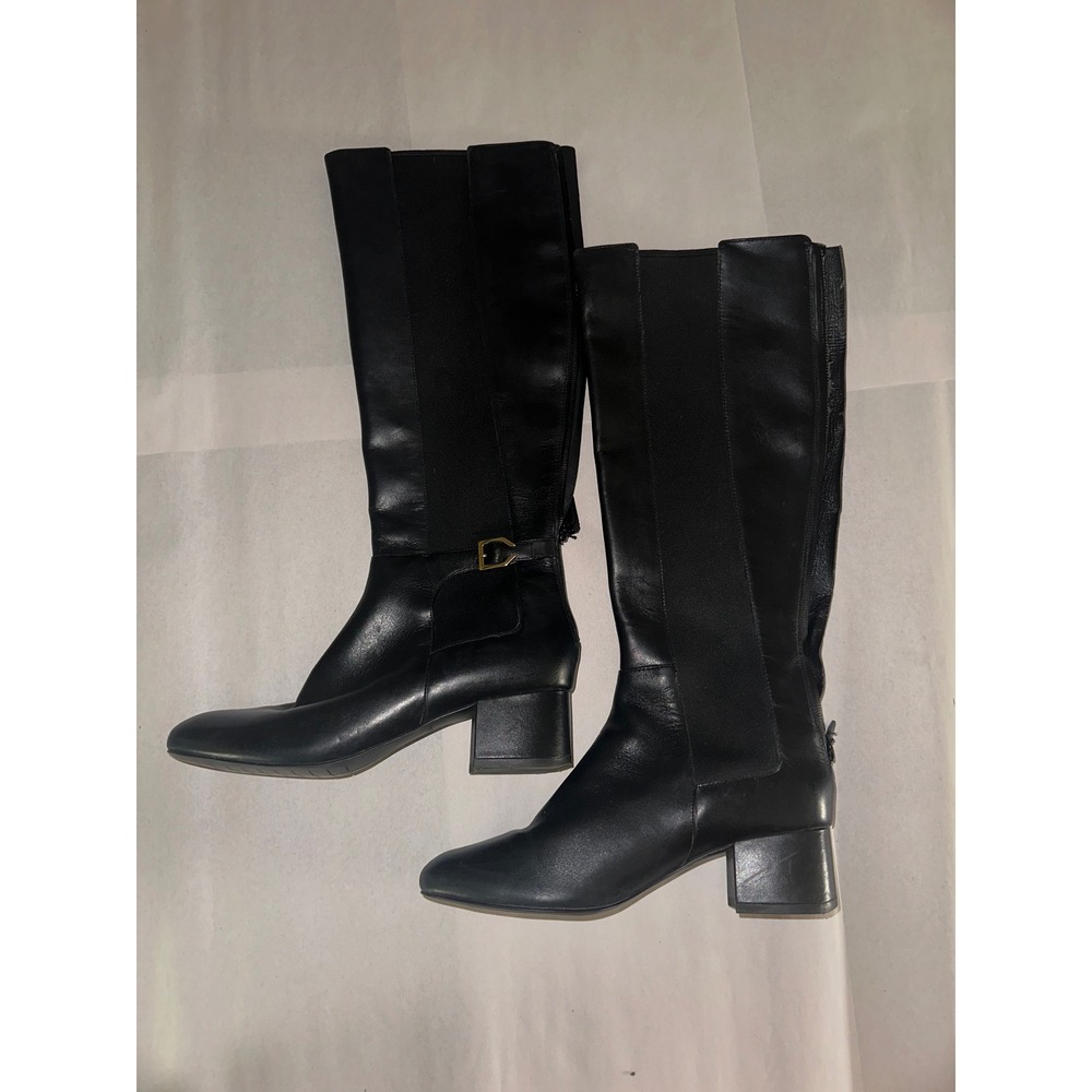 Cole Haan Black Leather Waterproof Knee High Block Heel Boots W12047 Womens 9B